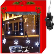 LAMPKI CHOINKOWE KURTYNA ŚNIEŻYNKI GRILANDA 138 LED 2,5x1m ŚWIĄTECZNE