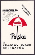 1990 Drugi Zjazd Delegatów Solidarność ulotka formatu pocztówki