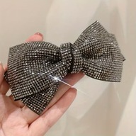 SPINKA 1 szt czarne KOKARDA vintage modne retro anime CYRKONIE CZARNA