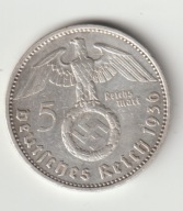 III Rzesza 5 marek 1936 F piekny stan