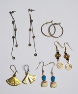 Zestaw kolczyków vintage retro wachlarz długie koła