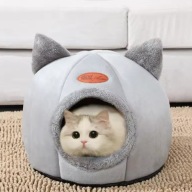 Domek dla kota odcienie szarości okrągły 33 cm x 33 cm x 30 cm