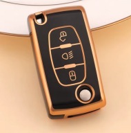 Czarno-złote etui na kluczyk PEUGEOT 107 207 307 407 CITROEN – 3 przyciski