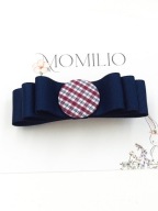 Momilio handmade Spinka do włosów granatowa kokarda z guziczkiem Charlotte