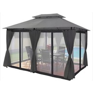 PAWILON OGRODOWY KING-BL-GR SZARY MATERIAŁ WSPORNIK MOSKITIERA 4x3 SOLIDNY