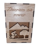 Skarbonka drewniana HDF, zbieram na rower, dąb sonoma, amari, biały, czarny