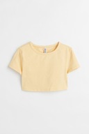 H & M t-shirt krótki crop top żółty beżowy babytee masełkowy maślany y2k L