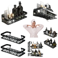 PÓŁKA ŁAZIENKOWA POD PRYSZNIC CZARNA SAMOPRZYLEPNA WISZĄCA LOFT 2 SZTUKI