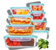 Zestaw 8x Szklane Pojemniki na Żywność Lunchbox do Lodówki GALAXIA