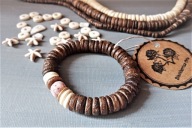 SURF Bransoletka różowo-kremowa lawa kokosowe drewno BlackberriesArts