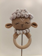 GRZECHOTKA owca owieczka szydełko prezent chrzest handmade zabawka ręcznie