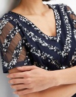 Hit !_NOWA 299zł WYSMUKLAJĄCA suknia granat HAFT srebrne CEKINY_halka 46/48