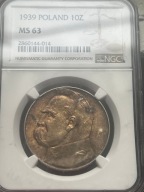 II RP , 10 złotych z 1939 roku - Józef Piłsudski