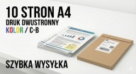 10x DRUK A4 DOKUMENTÓW KOLOR DWUSTRONNY PDF PRACE NOTATKI