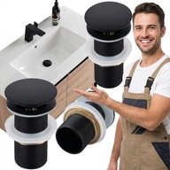 KOREK UMYWALKOWY KLIK KLAK CZARNY MOSIĄDZ BEZ PRZELEWU AUTOMAT 1 1/4