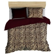 pościel z polaru 180x200 +2x50x60 zamek P 309-1 Panterka brąz / brąz ciemny