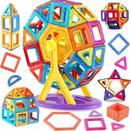 DUŻY ZESTAW KLOCKÓW MAGNETYCZNYCH 3D XXL 72 ELEMENTY MAGNETIC TILES