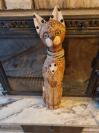 Dwa koty drewno figurki orient