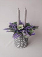 Stroik Dekoracja Lawenda Świeca Fiolet