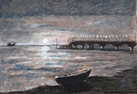 Zachód słońca i molo pastel