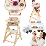 DREWNIANE KRZESEŁKO STOLIK DO KARMIENIA PODNÓŻEK DLA DZIECI SKŁADANE GRATIS