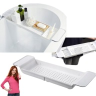 PÓŁKA NA WANNĘ ŁAZIENKOWA ROZSUWANA BIAŁA PLASTIKOWA REGULOWANA 55-78CM