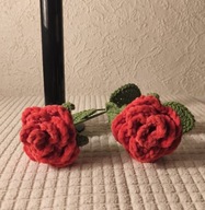 Kwiat Róża klasyczna MALINOWA na szydełku 35 cm