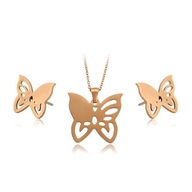 Złoty Komplet MOTYL MOTYLEK Łańcuszek PACC PUDEŁKO kolczyki na prezent STAL