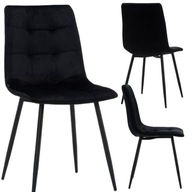 KRZESŁO TAPICEROWANE PIKOWANE WELUROWE DO SALONU JADALNI CZARNE PARMA