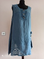 WŁOSKA TUNIKA swobodna koronka kieszeń xxl-44-46