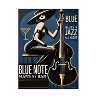 "Blue Mood" – Minimalistyczny Plakat Jazzowy z Klimatem Retro