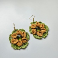 Kolczyki rękodzieło na szydełku kwiat
