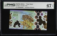 PWPW Banknot Testowy Pszczola Miodna 13 Units Seria HH RADAR PMG 67 EPQ