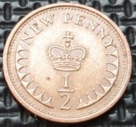 *WIELKA BRYTANIA [0706]*1/2 NEW PENNY (1/2 Nowego Pensa) 1973 *Elizabeth II