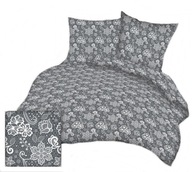 Pościel kora lux 200x200 + 2x70x80 guzik K 276-4 Koronka biała na szarym