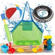 Mega Zestaw Na Plaże Torba Plażowa Wiadereczko Łopatka Młynek Koło Piłka