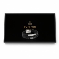 Skórzana Bransoletka Męska 21cm STAL Nierdzewna Prezent