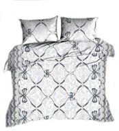 Pościel kora lux 160x220 + 2x70x80 + 2x40x40 guzik K 293-1 Kokardki szare