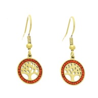 55853 Kolczyki złota stal chirurgiczna drzewka w kółku z cyrkoniami