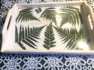 taca z suszonymi liscie paproci - natura -zywica epoksydowa -drewno