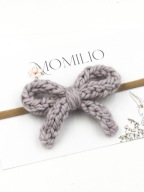 Momilio handmade Opaska do włosów dziergana kokardka jasny lawendowy