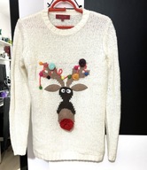 Ś Sweter Next świąteczny Bożonarodzeniowy renifer ze stroikiem choinkowym M