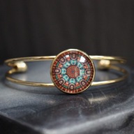Bransoletka damska Mandala Premium Handmade Pomarańczowa boho hippie