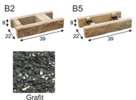 Ogrodzenie łupane, pustak łupany, bloczek Combet B2-B5 39x22x8 Grafit