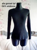 SWETER W PASKI CZARNY GORSET DOPASOWANY PRĄŻKOWANY vintage świąteczny