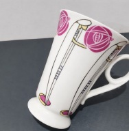 Wysoki kubek Fine Bone China DATA styl Art Deco porcelana kostna