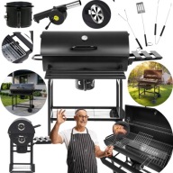 GRILL WĘGLOWY OGRODOWY STALOWY RUSZT 71X35CM Z PÓŁKAMI+AKCESORIA *GRATIS*