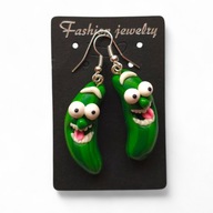 KOLCZYKI Z MODELINY Zielone Śmieszne Ogórki