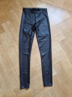 czarne ala skórzane legginsy * H&M