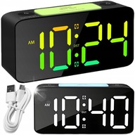 Zegar LED z alarmem, lampką nocną i portem USB
